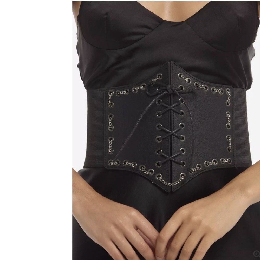 Chain Grommet Lace-Up Corset Belt S/M